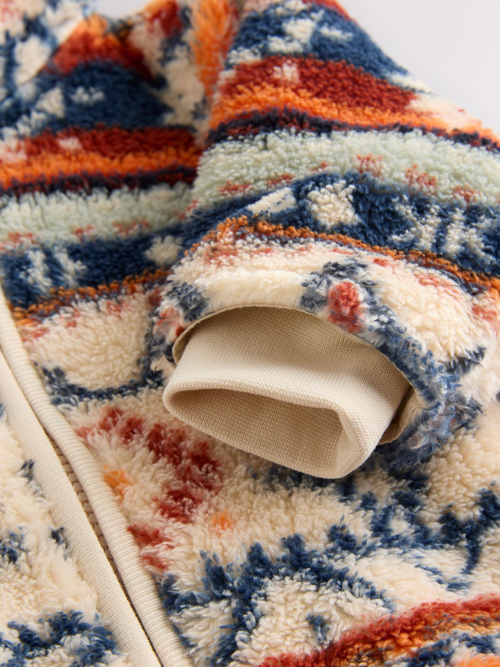 White Fairisle Pattern Zip Through Fleece Baby Pramsuit (0mths-2yrs)