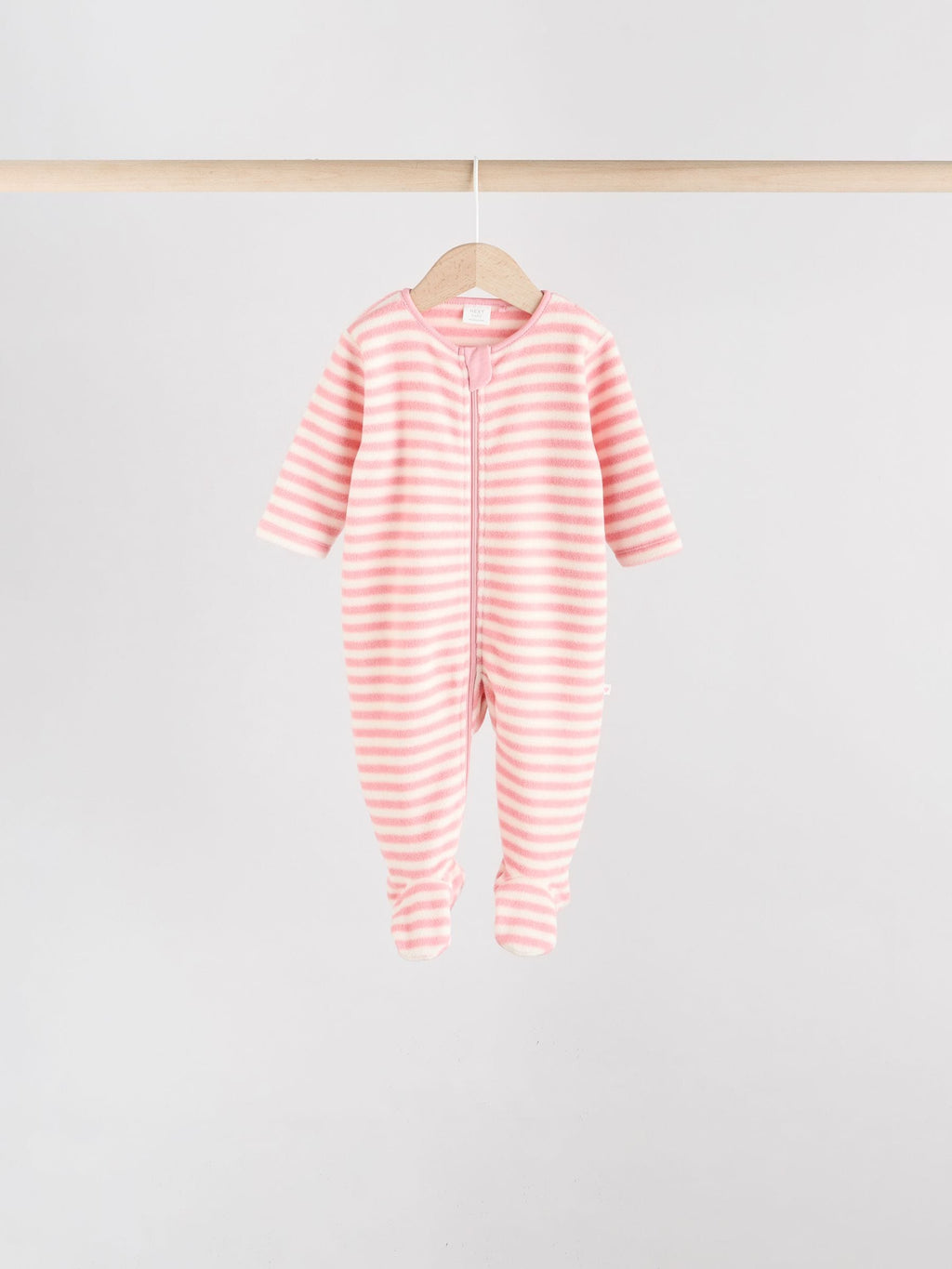 Pink 4 Pack Baby Micro Fleece Two Way Zip Sleepsuits